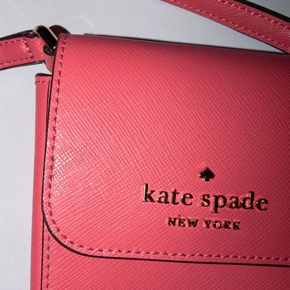 Kate Spade New York Saffiano Pink Leather Crossbody Bag EUC used 2x - Picture 6 of 7